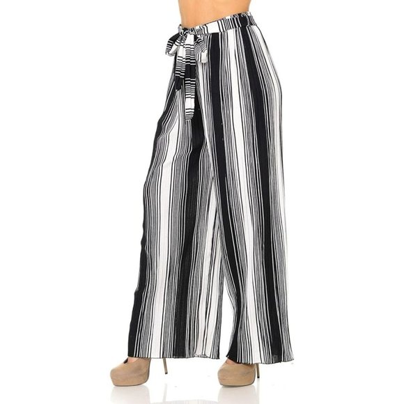 Aulin'e Collection Womens Accordion Pleated High Waisted Wide Leg Palazzo Pants - Picture 5 of 6